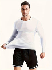 4 Pcs Men's Comfy Sports Compression T-shirts for Fitness Activities