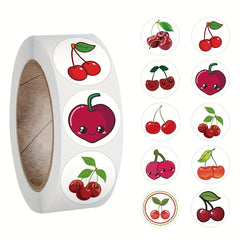 500 Cherry Stickers Roll Vinyl Waterproof Cherry Stickers Scrapbook Journaling