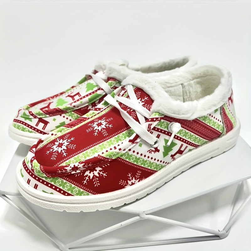 Women's Christmas Print Snow Sneakers Winter Canvas Shoes