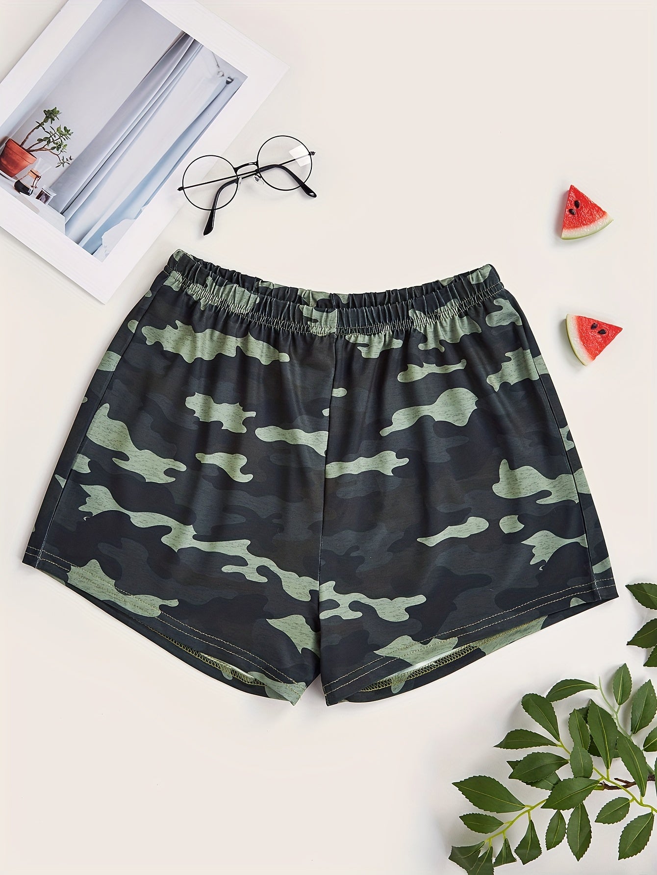 Camouflage Print Sports Casual Shorts Women's Clothing