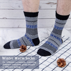 5 Pairs Men's Wool Socks Vintage Warm Winter Socks Thick Cozy Socks Knit