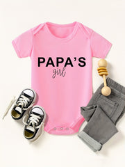 Baby Girls Casual Papa's Girl Short Sleeve Onesie Clothes