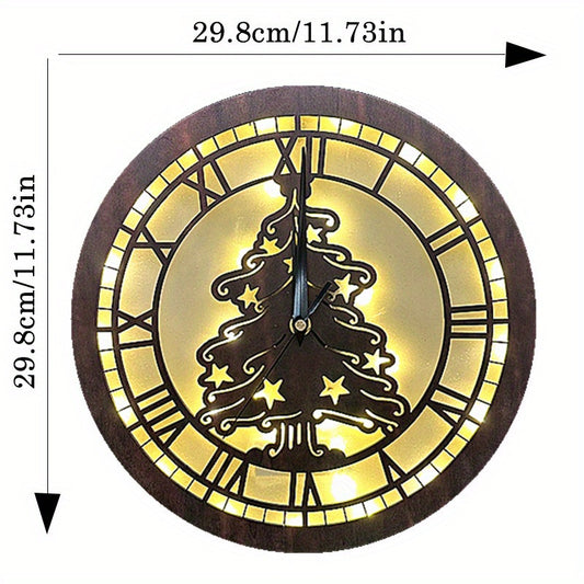 Retro Wooden Sign Hanging Clock LED Lamp