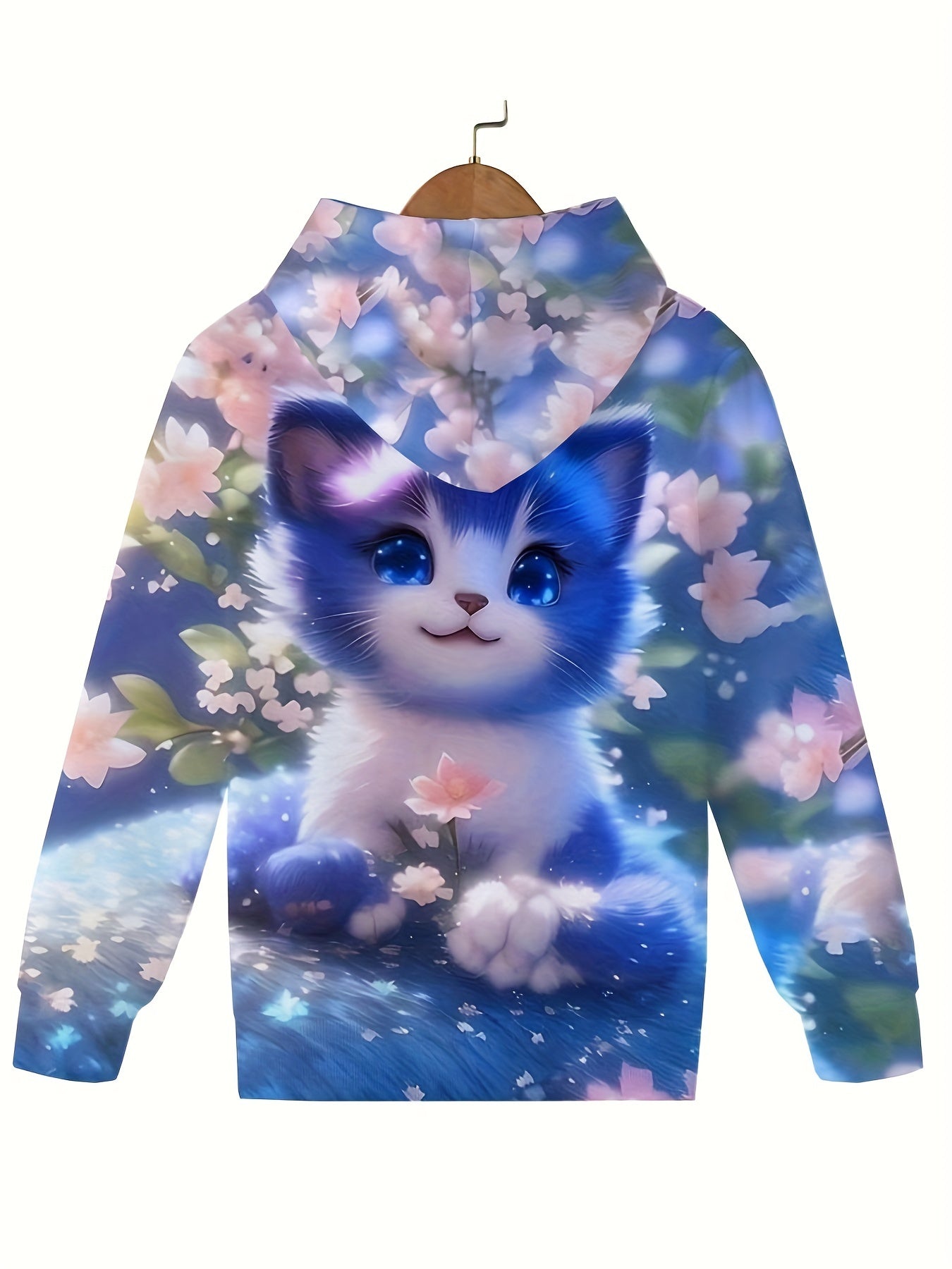 Chubby Kitty Long Sleeve Hoodie for Girls