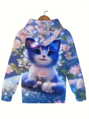 Chubby Kitty Long Sleeve Hoodie for Girls