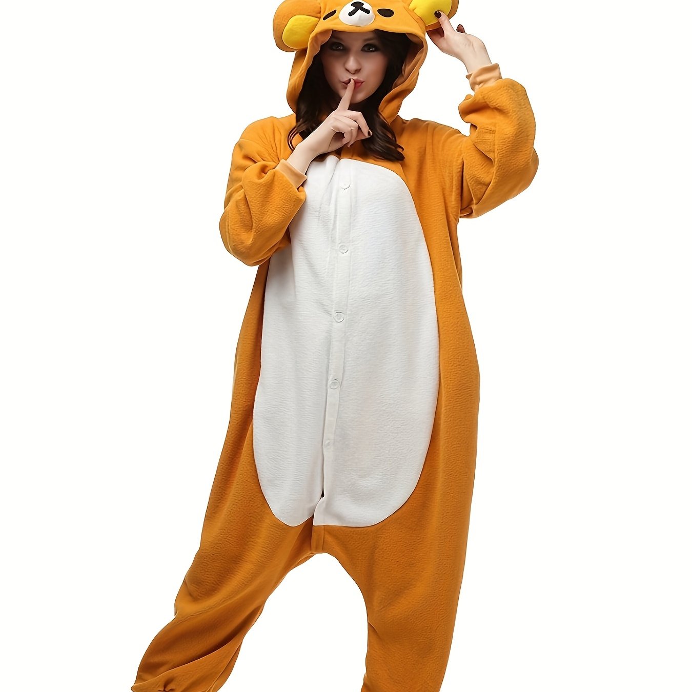 Women's Plus Size Cartoon Animal Plush Hooded Onesie Costume
