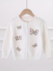 Girls' Sequin Butterfly Cardigan Sweater for Fall Winter