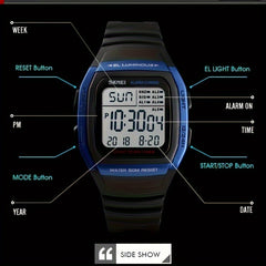 Unisex LED Luminous Sporty Style Square Wrist Watch