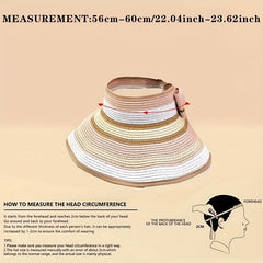 Wide Brim Visor Hat Striped Straw Sun Hat UV Protection Beach Hats