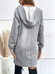 Casual Dress Women's Plus Solid Jacquard Hoodie Mini Dress
