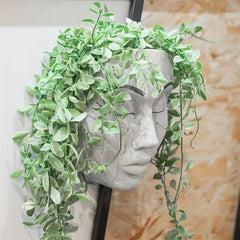 Human Face Flower Pot Resin Crafts Wall Hanging Decor