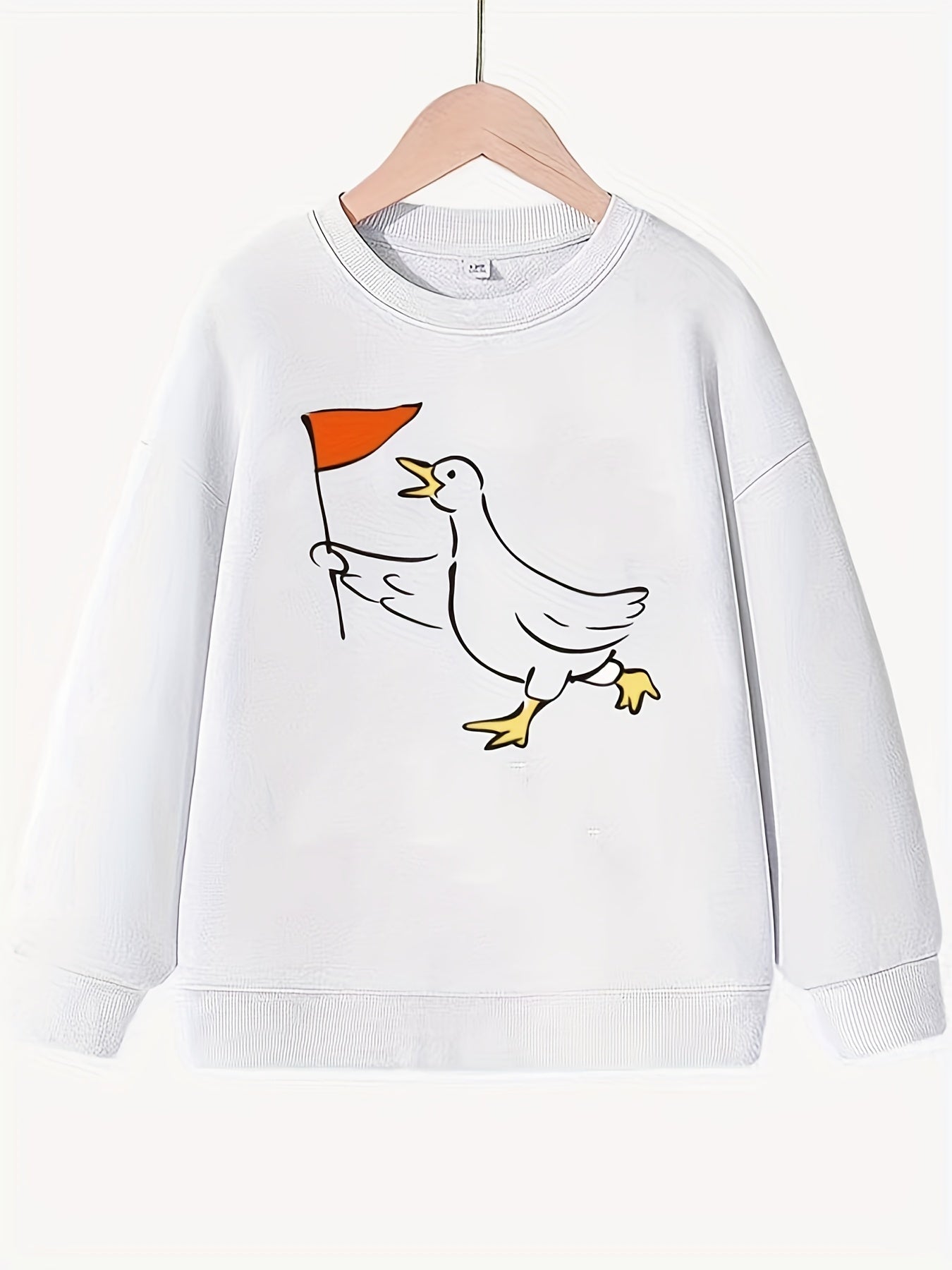 Smart Duck Leader Pattern Round Neck Sweatshirt For Girls