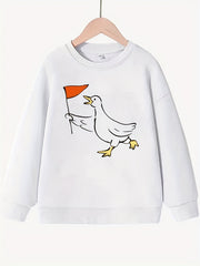 Smart Duck Leader Pattern Round Neck Sweatshirt For Girls