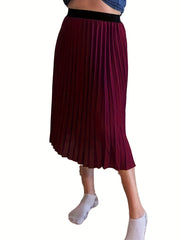 High Waist Pleated Midi Skirt for Women