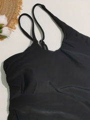 One Shoulder Drawstring One Piece Swimsuit High Stretch