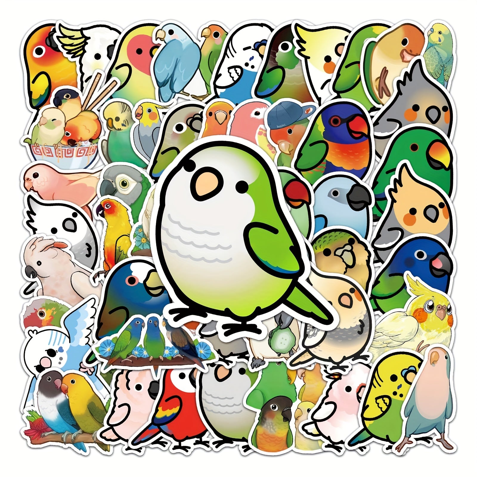 50pcs Parrot Pattern Stickers Waterproof for Water Bottles Laptop