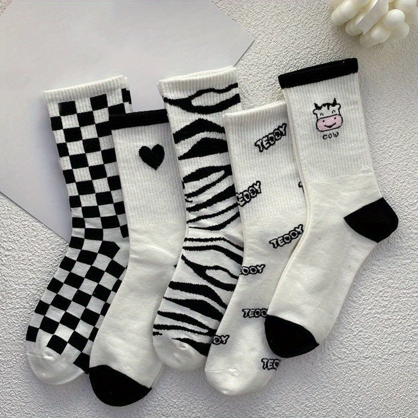 10 Pairs Cartoon Print Socks Women's Stockings
