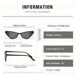 Vintage Cat Eye Sunglasses Rectangle Transparent UV400 Shades