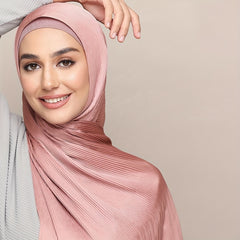 Bright Satin Hijab Pleated Head Scarf Silk Shawl Turban