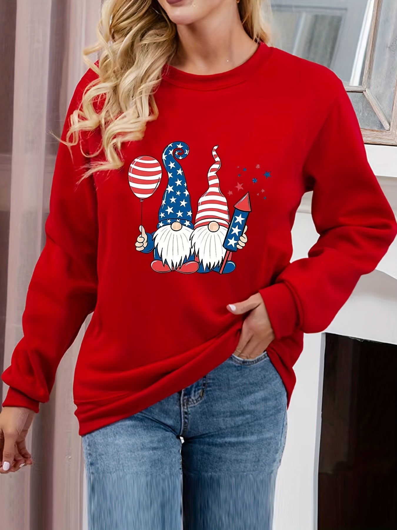 Santa Claus Print Crew Neck Sweatshirt
