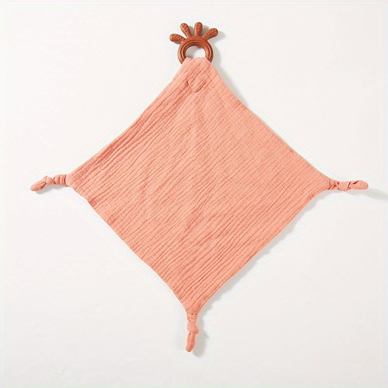 Cotton Red Soothing Towel with Silicone Teether