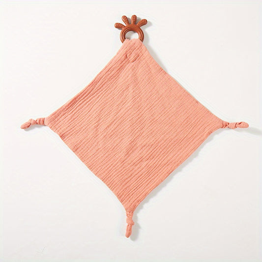 Cotton Red Soothing Towel with Silicone Teether