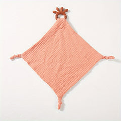 Cotton Red Soothing Towel with Silicone Teether