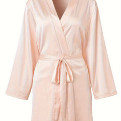 Solid Long Sleeve Cooling Fabric Robe with Belt