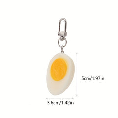 Boiled Egg Keychain Funny Food Pendant for Backpacks and Bags