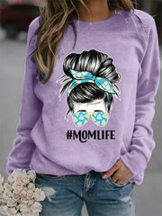 Mom Life Print Loose Sweatshirt Women's