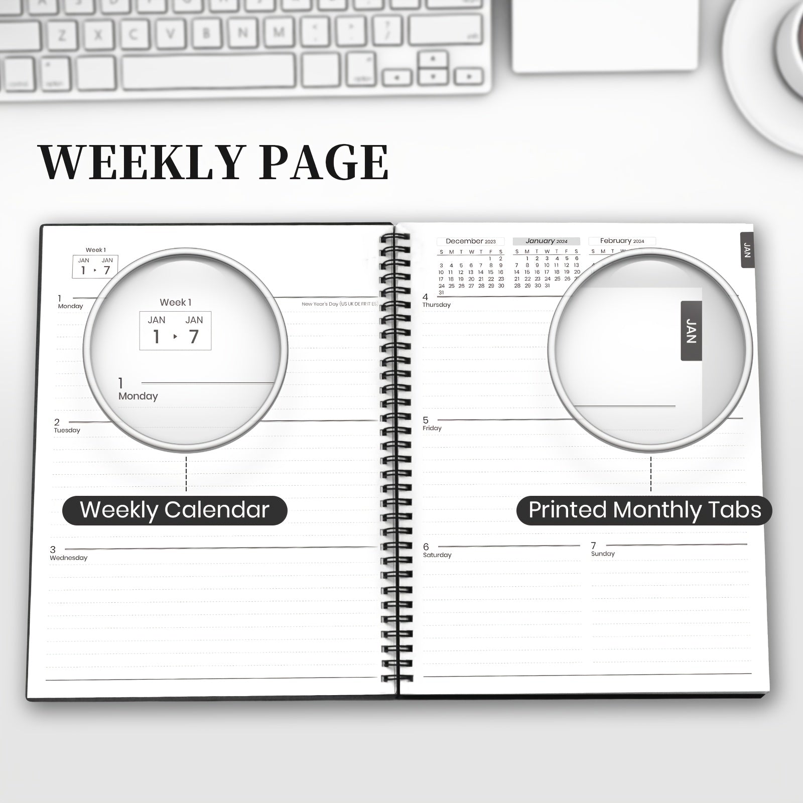 2022 Monthly Calendar Planner Spiral - JAN to DEC - Time Management Personal Age