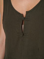 Women's Button Sleeveless V Neck Jumpsuit