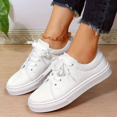Women's Flat Lace Up Low Top Sneakers Casual Walking Shoes