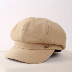 Classic Solid Beret Label Decor Beret Casual Newsboy Hat