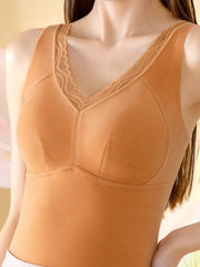 Lace Thermal Underwear V Neck Sleeveless Top