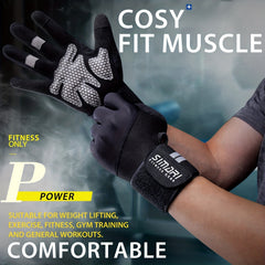 Breathable Fitness Gloves Wrist Wrap Support Full Palm Protection
