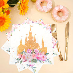 20pcs Princess Birthday Party Pink Napkins For Celebrations