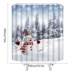 Winter Snowman Shower Curtain with Hooks