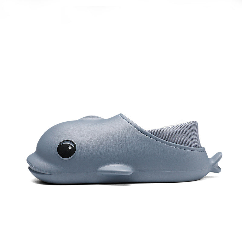 Men's Cartoon Dolphin Warm Cozy Slippers Waterproof House Shoes