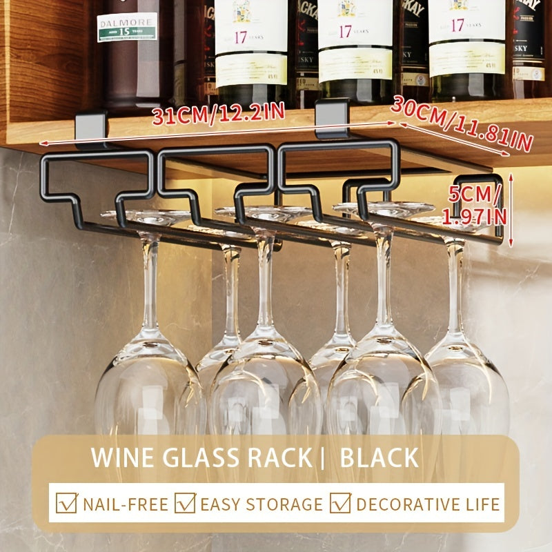 Inverted Perforated Wine Glass Rack Hanging Holder Under Cabinet Coffee Cup