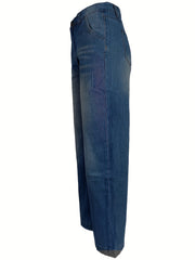 Loose Fit Straight Jeans Slash Pockets Baggy Denim Pants