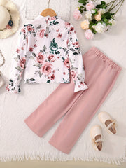 Toddler Girls' Boho Flowers Long Sleeve Blouse & Pants Set