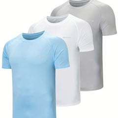 3 Pcs Men's UPF 50 Sun Protection T shirt Short Sleeve Quick Dry Tops