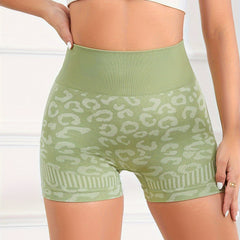 Leopard Print Seamless Hip Lifting Yoga Shorts