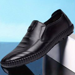 Men's PU Leather Loafer Shoes Stitch Detail Comfy Slip On Shoes
