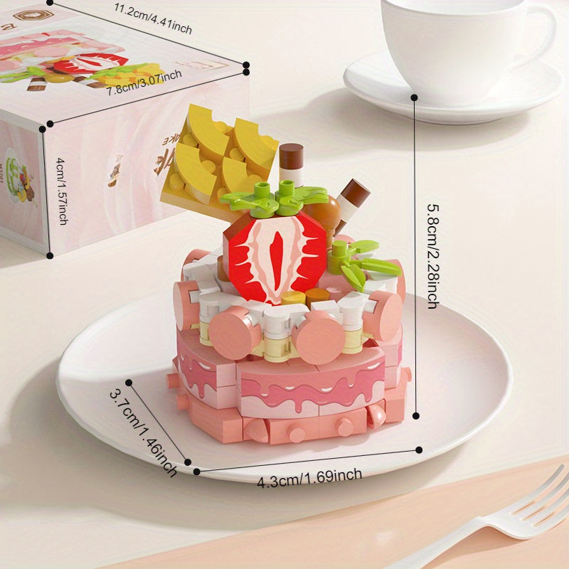 163pcs Whimsical Cake Brick Toys with Candy & Fruit Toppings