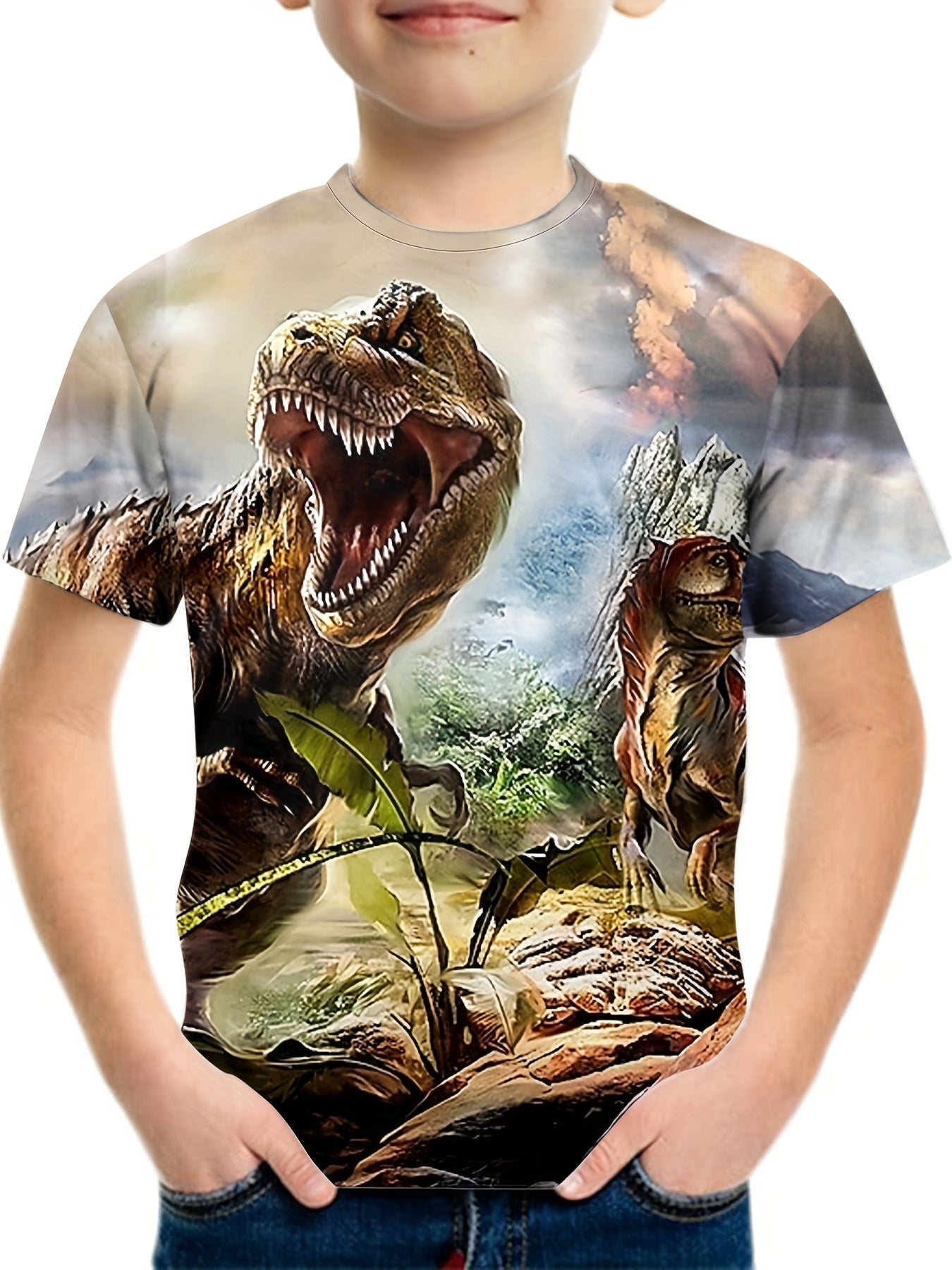 Boy's Dinosaurs Graphic Loose T shirt Casual 3D Print Tee Kid's Clothing