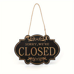Double Sided Wooden Door Plate - OPEN CLOSED Sign
