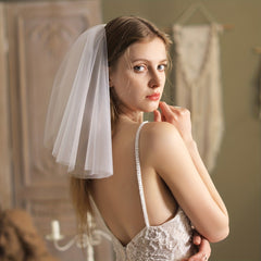 Short Double Layer Veil Plain Gauze Bridal Wedding Veil