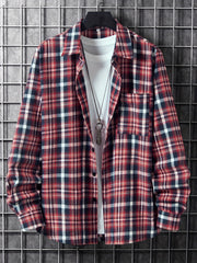 Men's Plaid Button Up Casual Long Sleeve Shirt